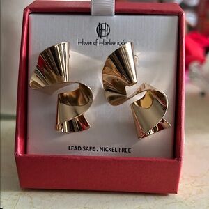 House of Harlow 1960 Shiny Gold Twist Earrings